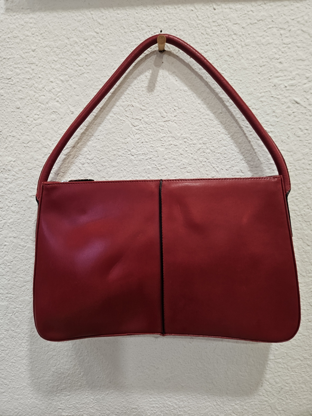 Maxx New York Vintage Red Leather Baguette Bag Cherry Red Smooth Leather Y2K